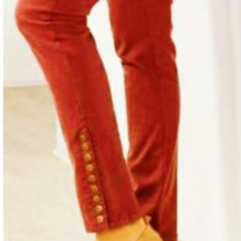 Soft Surroundings coral-colored metro snap leggings sz S--best sellers; SOLD OUT